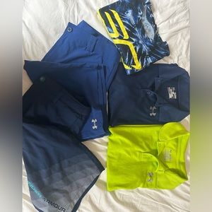 Under Armour Boys heatgear BUNDLE set of 2 polos, 1 shirt, 2 shorts